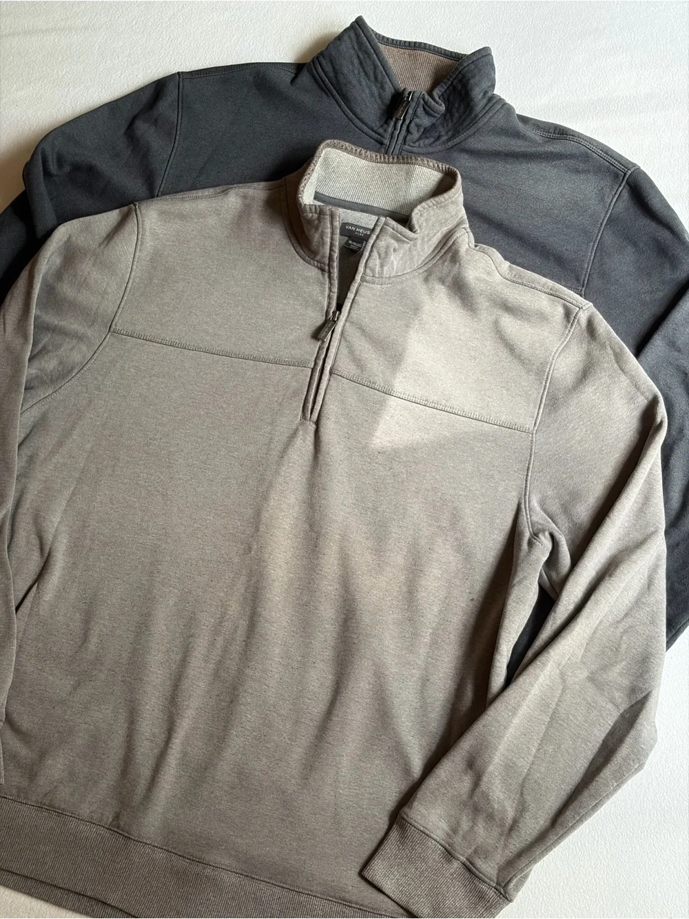 Van Heusen Flex Men’s XL Quarter Zip Pullover Bundle Dark & Light Gray Sweaters